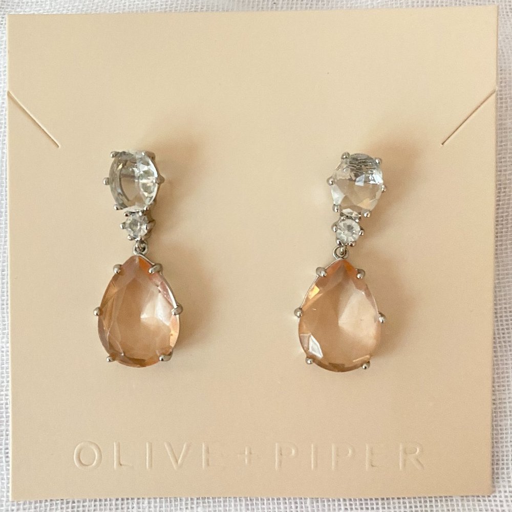 New - Olive & Piper Pink Crystal Dangle Earrings